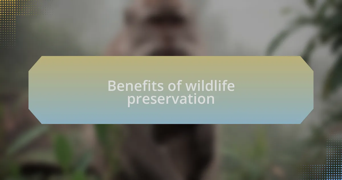 Benefits of wildlife preservation