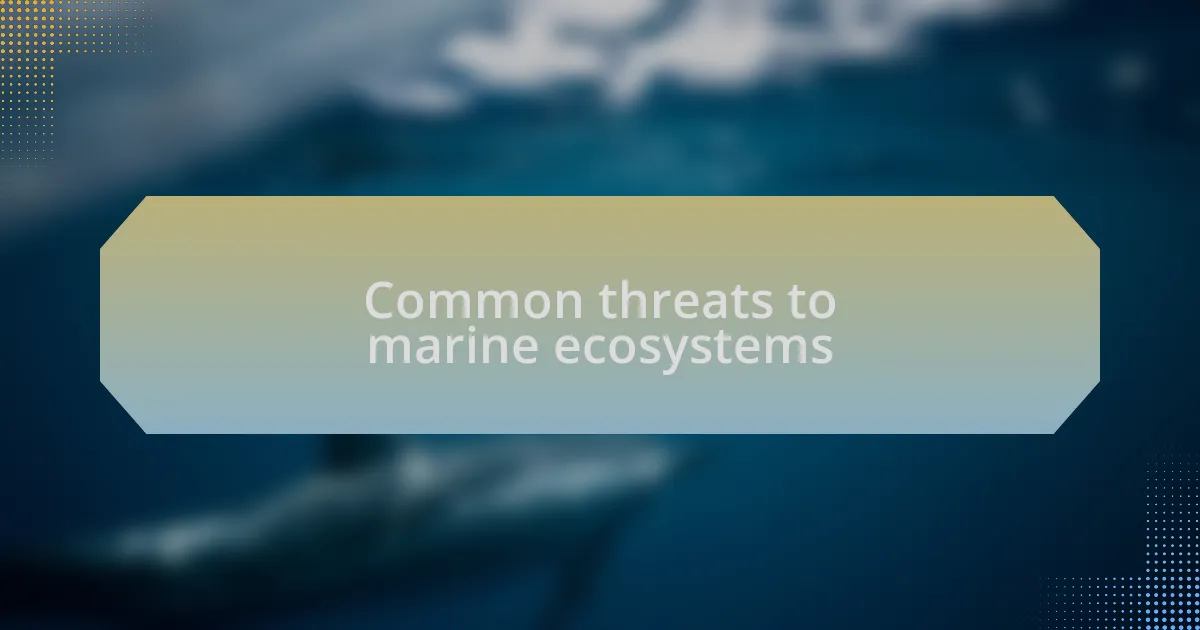 Common threats to marine ecosystems