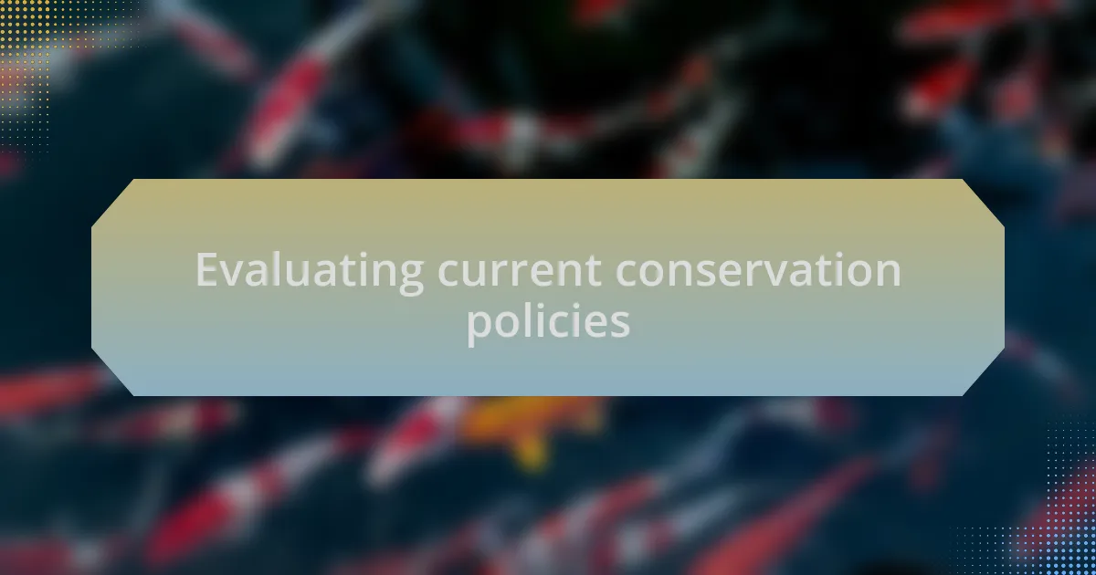 Evaluating current conservation policies