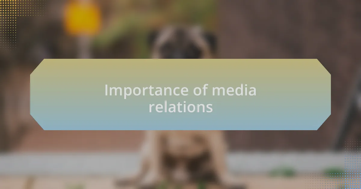 Importance of media relations