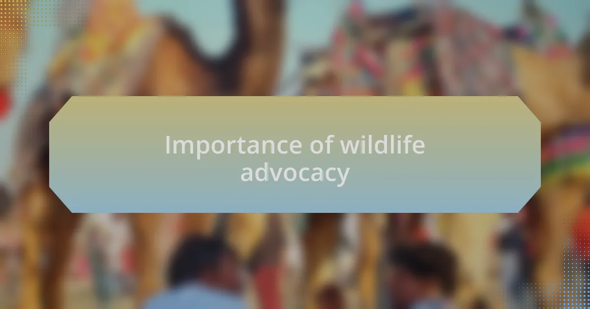 Importance of wildlife advocacy