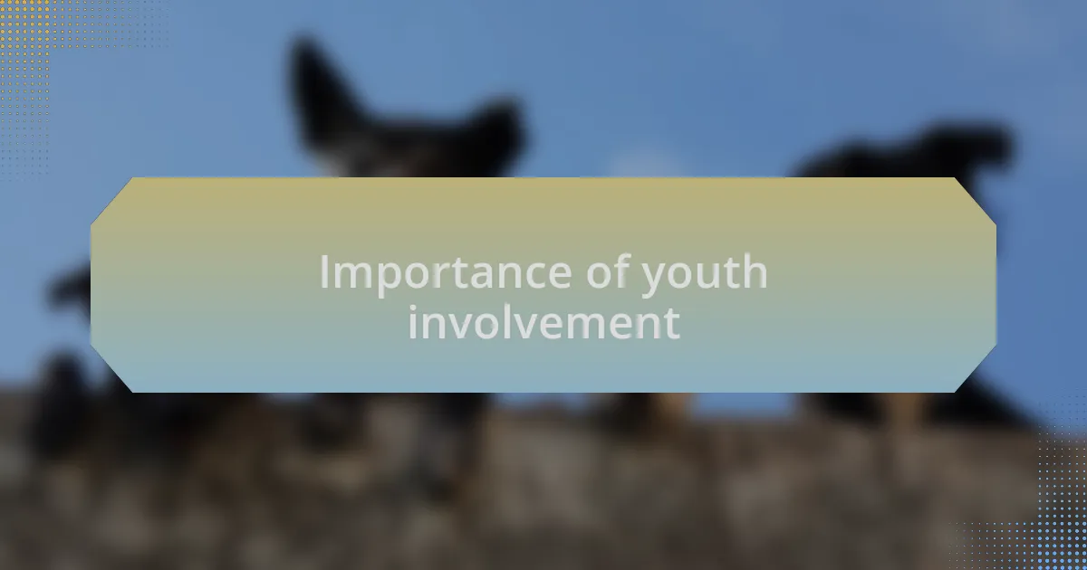 Importance of youth involvement