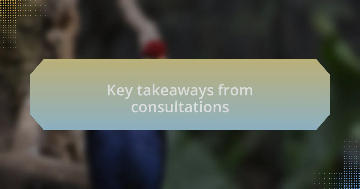 Key takeaways from consultations