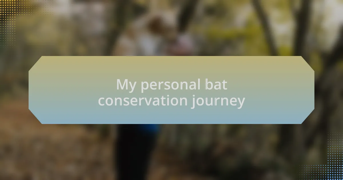 My personal bat conservation journey