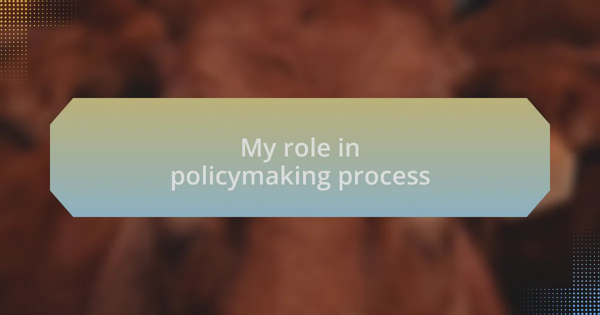 My role in policymaking process