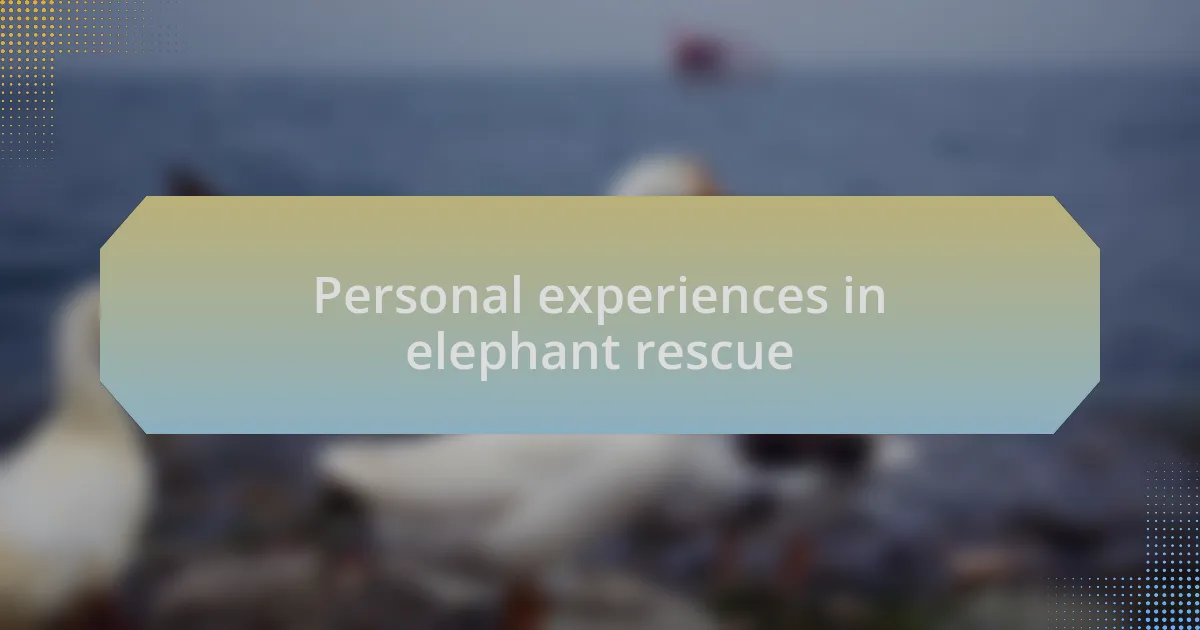Personal experiences in elephant rescue