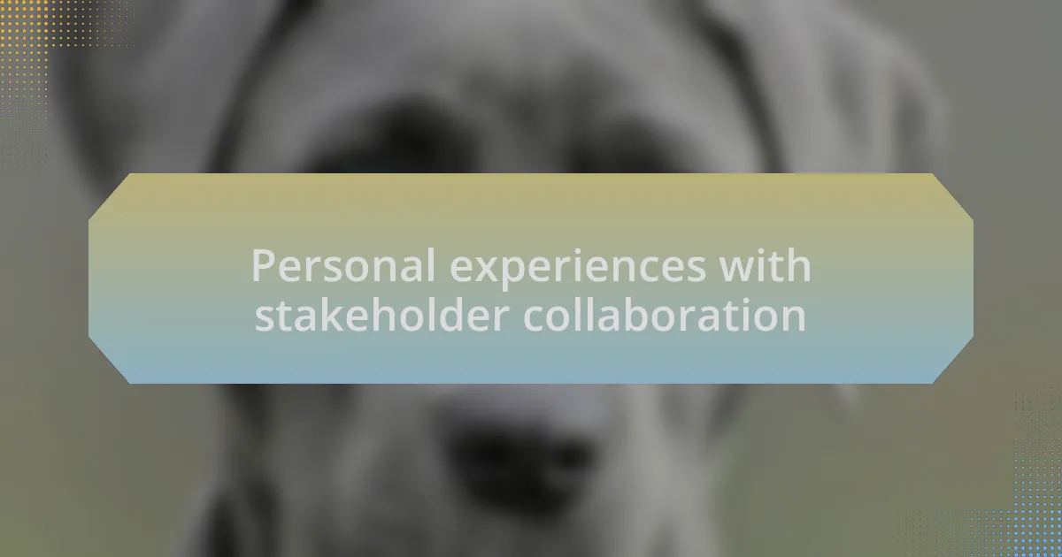 Personal experiences with stakeholder collaboration
