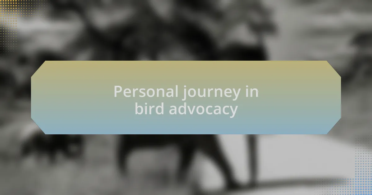 Personal journey in bird advocacy