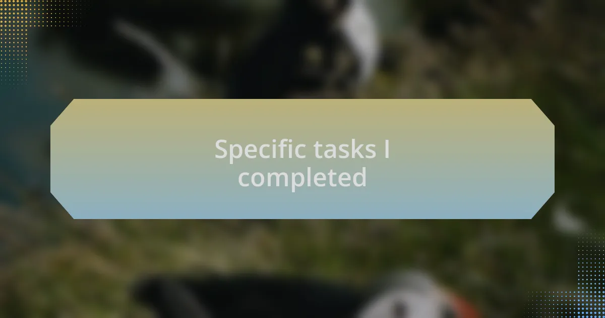 Specific tasks I completed