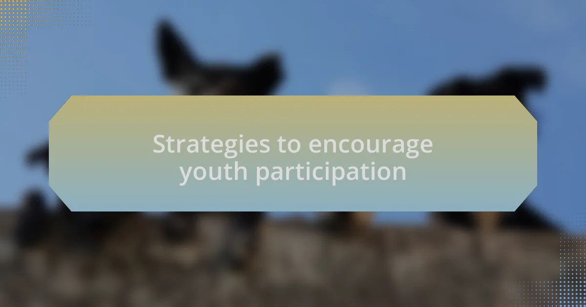 Strategies to encourage youth participation