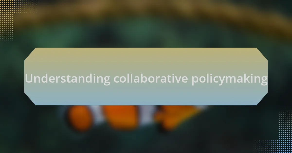 Understanding collaborative policymaking