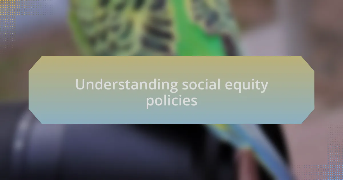 Understanding social equity policies